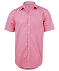 BENCHMARK Men’s Gingham Check Short Sleeve Shirt M7300S Corporate Wear Benchmark Red/White XS 