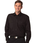 BENCHMARK Men's Long Sleeve Military Shirt M7912 Corporate Wear Benchmark Black S 