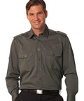 BENCHMARK Men's Long Sleeve Military Shirt M7912 Corporate Wear Benchmark Khaki S 
