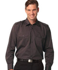 BENCHMARK Men's Long Sleeve Military Shirt M7912 Corporate Wear Benchmark Mocha S 