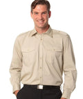 BENCHMARK Men's Long Sleeve Military Shirt M7912 Corporate Wear Benchmark Sand S 