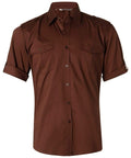 BENCHMARK Men's Short Sleeve Military Shirt M7911 Corporate Wear Benchmark Mocha S 