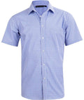 BENCHMARK Men’s Two Tone Gingham Short Sleeve Shirt M7320S Corporate Wear Benchmark Navy/White/Skyblue XS 