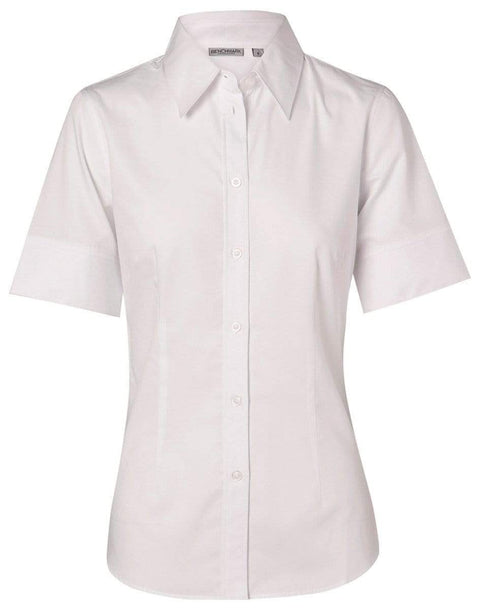 BENCHMARK Women's Fine Twill Short Sleeve Shirt  M8030S Corporate Wear Benchmark White 6 