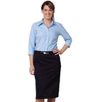 BENCHMARK Women's Pin Stripe 3/4 Sleeve Shirt M8223 Corporate Wear Benchmark   