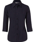 BENCHMARK Women's Pin Stripe 3/4 Sleeve Shirt M8223 Corporate Wear Benchmark Navy/White 6 