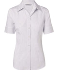BENCHMARK Women's Ticking Stripe Short Sleeve Shirt M8200S Corporate Wear Benchmark White/Blue 6 