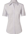 BENCHMARK Women's Ticking Stripe Short Sleeve Shirt M8200S Corporate Wear Benchmark White/Grey 6 