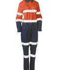 Bisley Work Wear Work Wear Orange/Navy / 6 Bisley WOMENS TAPED HI VIS COTTON DRILL COVERALL BCL6066T