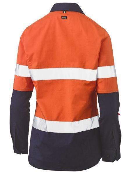 Bisley Workwear Work Wear Bisley WOMENS TAPED HI VIS STRETCH V-NECK SHIRT BLC6064T