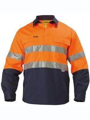 Bisley Workwear Work Wear BISLEY WORKWEAR 3M taped closed front hi-vis long sleeve shirt BTC6456