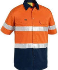 Bisley Workwear Work Wear YELLOW/NAVY (TT01) / S BISLEY WORKWEAR 3M TAPED COOL LIGHTWEIGHT HI VIS SHIRT SHORT SLEEVE BS1896