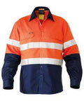Bisley Workwear Work Wear YELLOW/NAVY (TT01) / S BISLEY WORKWEAR 3M TAPED HI VIS INDUSTRIAL COOL VENTED SHIRT LONG SLEEVE BS6448T