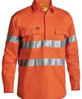 Bisley Workwear Work Wear ORANGE (BVEO) / S BISLEY WORKWEAR 3M taped long sleeve closed front drill shirt BTC6482
