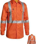 Bisley Workwear Work Wear ORANGE (BVEO) / S BISLEY WORKWEAR 3M TAPED X BACK COOL LIGHTWEIGHT HI VIS DRILL SHIRT - LONG SLEEVE BS6156T