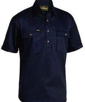 Bisley Workwear Work Wear KHAKI (BCDR) / S BISLEY WORKWEAR closed front cotton drill shirt sort sleeve BSC1433