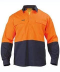 Bisley Workwear Work Wear BISLEY WORKWEAR closed front hi vis long sleeve cotton drill shirt BSC6267