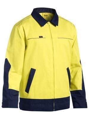 Bisley Workwear Work Wear YELLOW/NAVY (TT01) / S BISLEY WORKWEAR HI VIS DRILL JACKET WITH LIQUID REPELLENT FINISH BJ6917