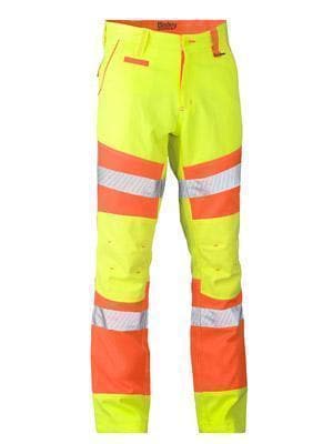 Bisley Workwear Work Wear ORANGE/YELLOW (TT11) / 77R BISLEY WORKWEAR TAPED BIOMOTION DOUBLE HI VIS PANTS BP6411T