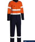 Bisley Workwear Work Wear ORANGE/NAVY (TT02) / 77R BISLEY WORKWEAR TENCATE TECASAFE® PLUS 580 TAPED HI VIS LIGHT-WEIGHT FR NON VENTED ENGINEERED COVERALL BC8186T