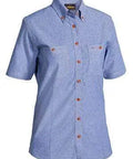 Bisley Workwear Work Wear BLUE (BWED) / 8 BISLEY WORKWEAR WOMENS CHAMBRAY SHIRT -  SHORT SLEEVE B71407L