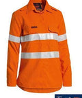 Bisley Workwear Work Wear ORANGE (BVEO) / 8 BISLEY WORKWEAR WOMENS TENCATE TECASAFE® PLUS 580 TAPED HI VIS LIGHTWEIGHT FR VENTED SHIRT LONG SLEEVE BL8097T