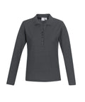 Biz Care Casual Wear Charcoal / 8 Biz Collection Crew Ladies L/S Polo P400LL