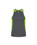 Biz Collection Casual Wear Grey/Fluoro Lime/Silver / XS Biz Collection Renegade Mens Singlet SG702M