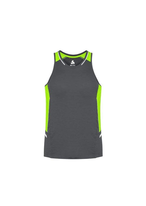 Biz Collection Casual Wear Grey/Fluoro Lime/Silver / XS Biz Collection Renegade Mens Singlet SG702M