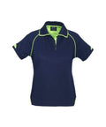 Biz Collection Casual Wear Navy/Fluoro Lime / 8 Biz Collection Women’s Fusion Polo P29022