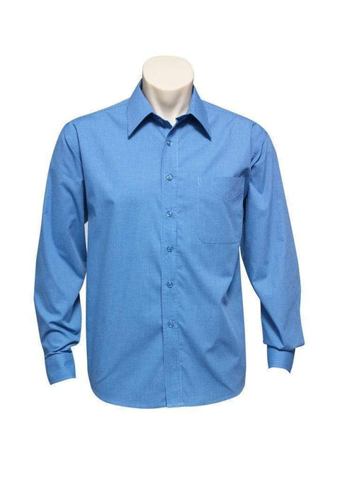 Biz Collection Corporate Wear Midnight Blue / S Biz Collection Men’s Micro Check Long Sleeve Shirt Sh816