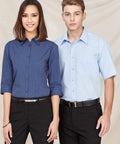 Biz Collection Corporate Wear Biz Collection Women’s Micro Check 3/4 Sleeve Shirt Lb8200