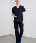 Biz Collection Women’s Contrast Crossover Scrubs Top H10722 - Simply Scrubs Australia