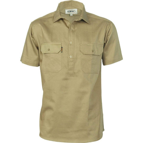 DNC Workwear Work Wear DNC WORKWEAR 190 GSM Cotton Drill Closed Front Short Sleeve Work Shirt 3203