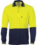 DNC Workwear Work Wear DNC WORKWEAR Cotton Back Hi-Vis Two-Tone Fluoro Long Sleeve Polo 3816