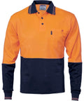 DNC Workwear Work Wear DNC WORKWEAR Cotton Back Hi-Vis Two-Tone Fluoro Long Sleeve Polo 3816