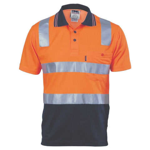 DNC Workwear Work Wear DNC WORKWEAR Cotton Back Hi-Vis Two-Tone Short Sleeve Polo Shirt with CSR Reflective Tape 3817