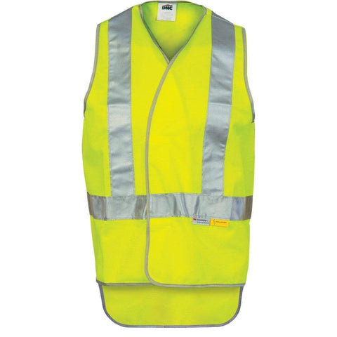 DNC Workwear Work Wear Yellow / XL DNC WORKWEAR Day/Night Cross Back Safety Vest with Tail 3802