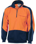 DNC Workwear Work Wear DNC WORKWEAR Hi-Vis 2 Tone 1/2 Zip Hi-Neck Panel Fleecy Windcheater 3823