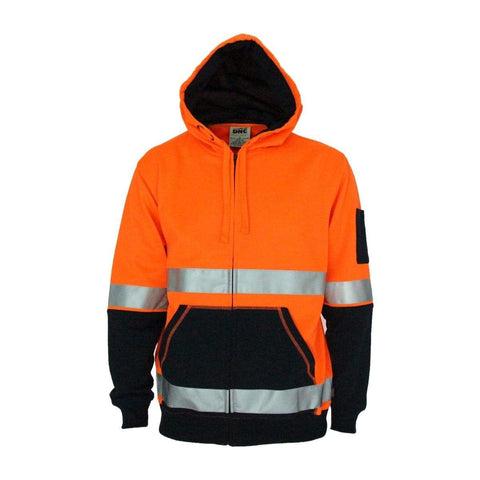 DNC Workwear Work Wear DNC WORKWEAR Hi-Vis 2-Tone Full Zip Super Fleecy Hoodie with CSR Reflective Tape 3788