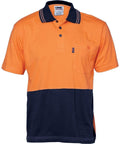 DNC Workwear Work Wear Orange/Navy / XS DNC WORKWEAR Hi-Vis Cool-Breeze Cotton Jersey Short Sleeve Polo Shirt with Underarm Cotton Mesh 3845