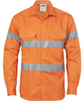 DNC Workwear Work Wear Orange / XS DNC WORKWEAR Hi-Vis Cool-Breeze Long Sleeve Cotton Shirt with Generic Reflective Tape 3967
