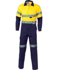 DNC Workwear Work Wear Yellow/Navy / 82R DNC WORKWEAR Hi-Vis Cool-Breeze Two-Tone Lightweight Cotton Coverall with 3M Reflective Tape 3955