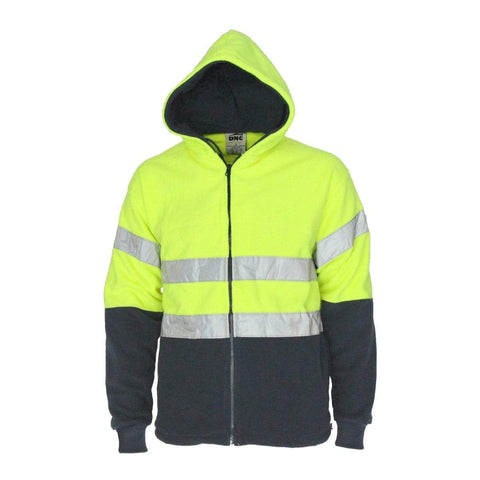 DNC Workwear Work Wear Yellow/Navy / 2XL DNC WORKWEAR Hi-Vis Full Zip Polar Fleece Hoodie with CSR Reflective Tape 3926