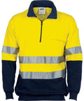 DNC Workwear Work Wear Yellow/Navy / XS DNC WORKWEAR Hi-Vis Two-Tone 1/2 Zip Cotton Fleecy Windcheater with 3M R/Tape 3925