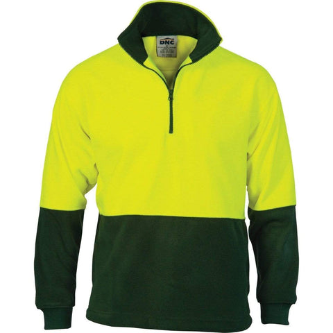 DNC Workwear Work Wear Yellow/Bottle Green / 7XL DNC WORKWEAR Hi-Vis Two-Tone 1/2 Zip Polar Fleece 3825