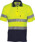 DNC Workwear Work Wear Yellow/Navy / XS DNC WORKWEAR Hi-Vis Two-Tone Cotton Back Short Sleeve Polo with Generic Reflective Tape 3717
