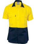DNC Workwear Work Wear Yellow/Navy / XS DNC WORKWEAR Hi-Vis Two-Tone Cotton Drill Short Sleeve Shirt 3831
