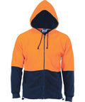 DNC Workwear Work Wear Orange/Navy / XS DNC WORKWEAR Hi-Vis Two-Tone Full Zip Polar Fleece Hoodie 3927