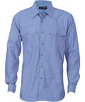 DNC Workwear Work Wear Chambray / S DNC WORKWEAR Men’s Cotton Chambray Long Sleeve Twin Flap Pocket Shirt 4104